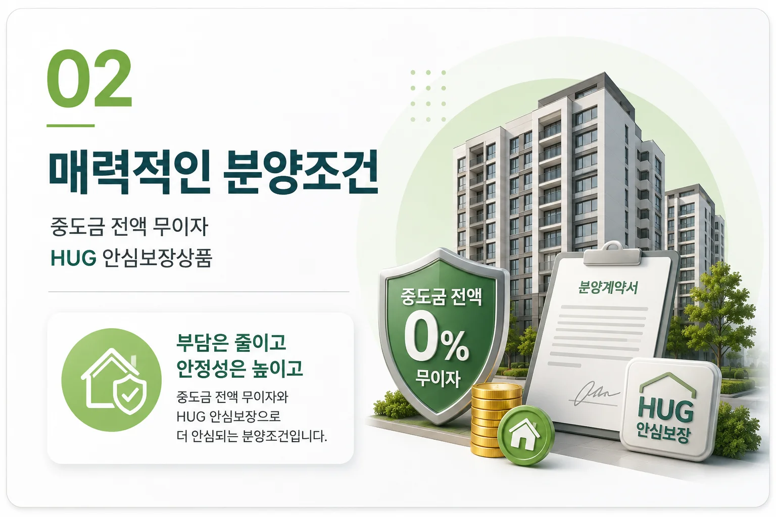 프리미엄 02 매력적인 분양조건 - 중도금 전액 무이자, HUG 안심보장상품